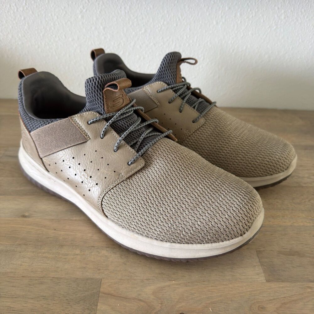 Skechers Delson Camben Men’s 12 Wide Taupe Air Cooled Memory Foam 65474W
